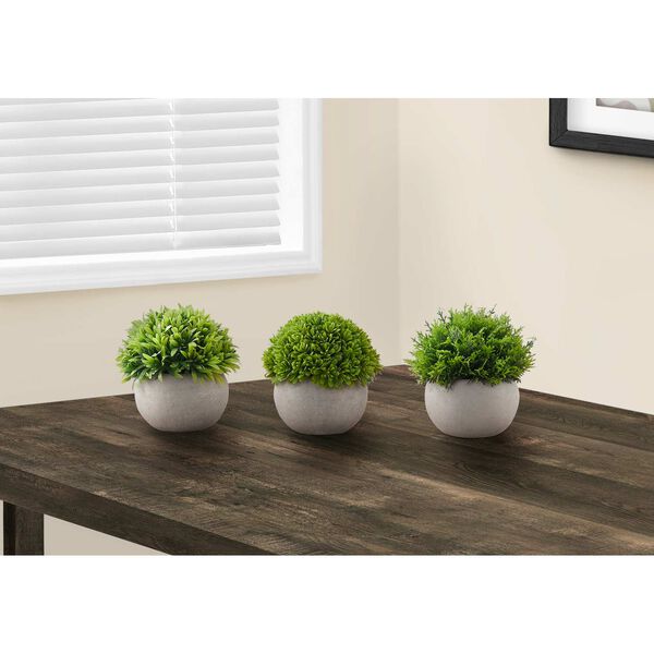 Gray Green Five-Inch Grass Indoor Table Potted Artificial Plant, Set of Three, image 2